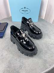 Prada Monolith Black Chunky-sole Leather Loafers - 1