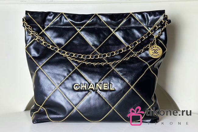  Chanel 22 Black Smooth Leather - 39x42x8cm - 1