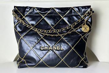  Chanel 22 Black Smooth Leather - 39x42x8cm