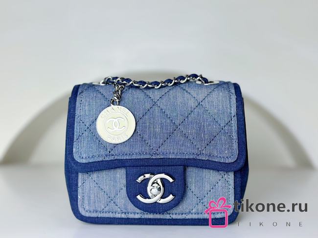 Chanel Vintage Blue Denim Flap Bag 17cm - 1