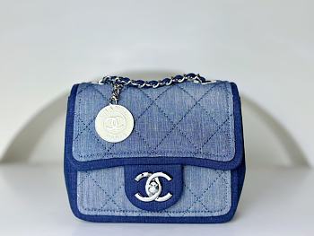 Chanel Vintage Blue Denim Flap Bag 17cm