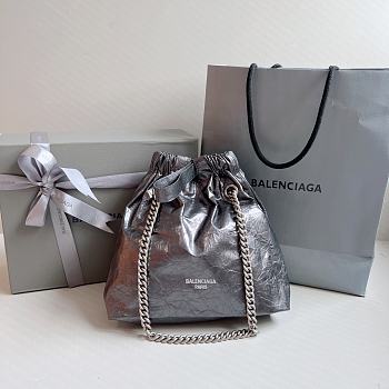 Balenciaga Grey Silver Bucket Bag - 32x27x10cm