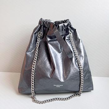 Balenciaga Large Grey Silver Bucket Bag - 46x39x14cm
