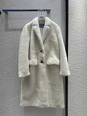 Prada White Fur Long Coat - 1