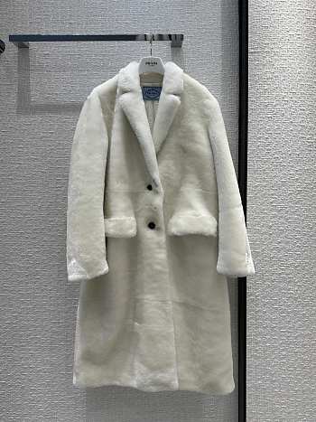 Prada White Fur Long Coat