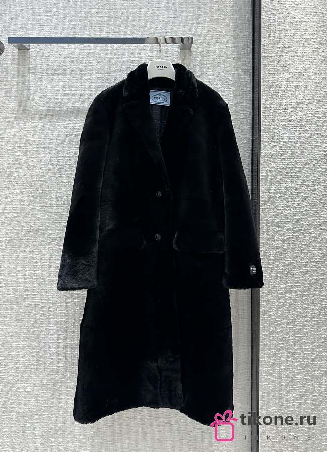 Prada Black Fur Long Coat - 1