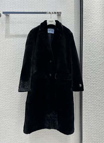 Prada Black Fur Long Coat
