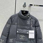 Chanel Black Down Coat White Logo - 5