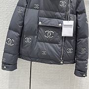 Chanel Black Down Coat White Logo - 4