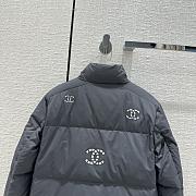 Chanel Black Down Coat White Logo - 3