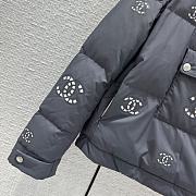 Chanel Black Down Coat White Logo - 2