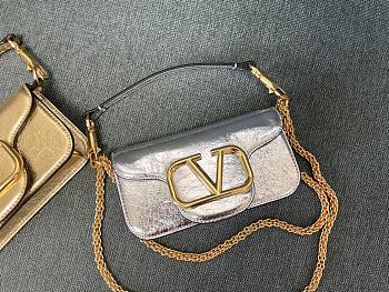 Valentino VLogo Signature Silver Handbag - 20x11x5cm