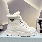 Prada Logo High-Top White Leather Sneakers - 1