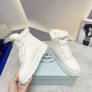 Prada Logo High-Top White Leather Sneakers - 5