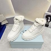 Prada Logo High-Top White Leather Sneakers - 4