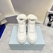 Prada Logo High-Top White Leather Sneakers - 3