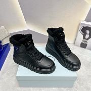 Prada Logo High-Top Black Leather Sneakers - 4