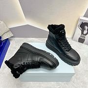 Prada Logo High-Top Black Leather Sneakers - 3