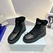 Prada Logo High-Top Black Leather Sneakers - 2