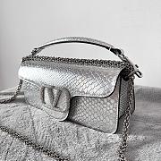 Valentino Vlogo Silver Python Leather Handbag - 27×13×6cm - 2