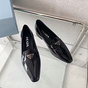 Prada Black Patent Leather Triangle Logo Loafers - 1