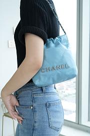 Chanel 22 Blue Lambskin Leather Mini Bag - 19×20×6cm - 3