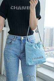 Chanel 22 Blue Lambskin Leather Mini Bag - 19×20×6cm - 2