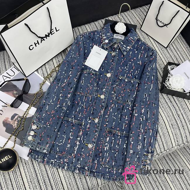 Chanel Blue Tweed Jacket - 1