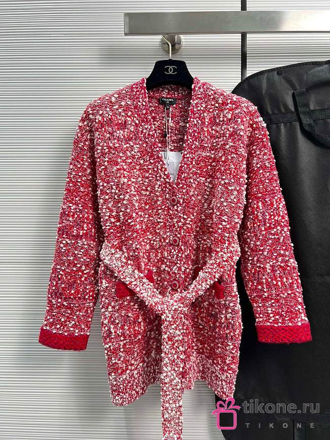 Chanel Long Tweet Cardigan In Red - 1