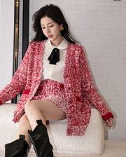 Chanel Long Tweet Cardigan In Red - 5