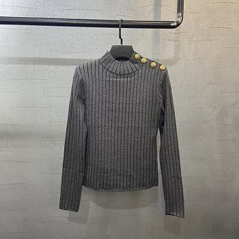 Balman Grey Lurex Rib Knit Sweater