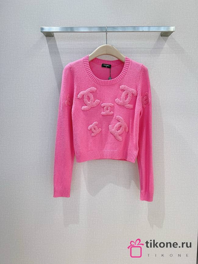 Chanel Pink Ribbon Logo Sweater - 1