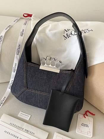 Alexander McQueen Jewelled Hobo Denim Bag - 30x18x7cm