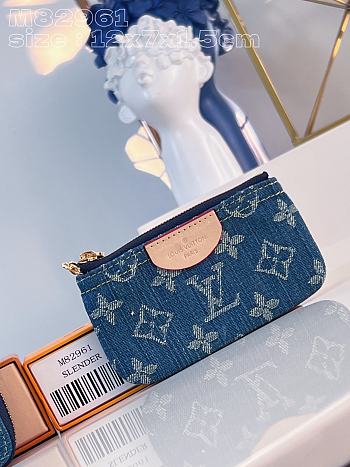 Louis Vuitton Blue Denim Key Bag Wallet - 12x7x1.5cm