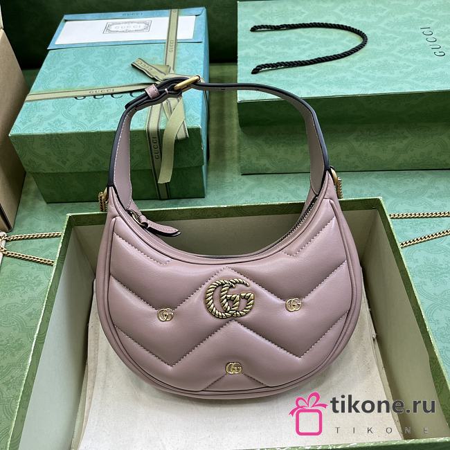 Gucci Marmont Pink Half-Moon Shaped Mini Bag - 21x16x5cm - 1