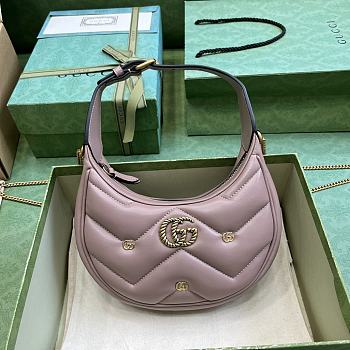 Gucci Marmont Pink Half-Moon Shaped Mini Bag - 21x16x5cm