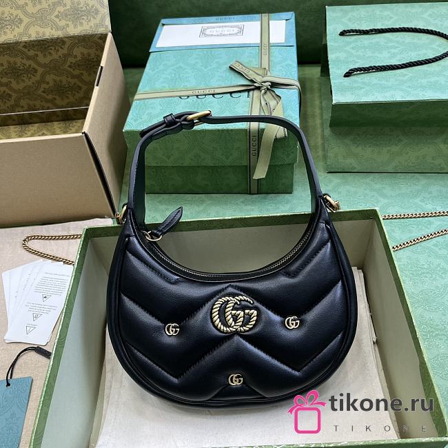 Gucci Marmont Black Half-Moon Shaped Mini Bag - 21x16x5cm - 1