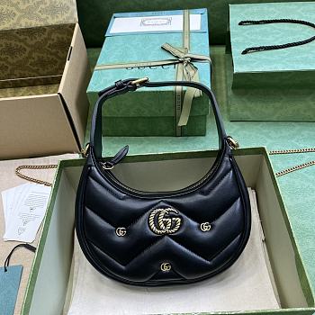 Gucci Marmont Black Half-Moon Shaped Mini Bag - 21x16x5cm