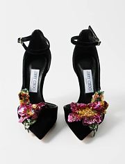 Jimmy Choo Floral-appliqué sequinned velvet pumps - 1