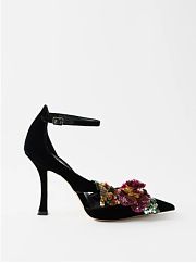 Jimmy Choo Floral-appliqué sequinned velvet pumps - 4