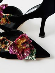 Jimmy Choo Floral-appliqué sequinned velvet pumps - 2