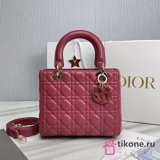 Dior Lady Pink Lambskin Leather Handbag - 24x20x11cm - 1