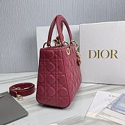 Dior Lady Pink Lambskin Leather Handbag - 24x20x11cm - 3