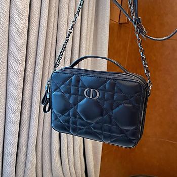Dior Mini Caro Black Lambskin Bag - 18x13x5cm
