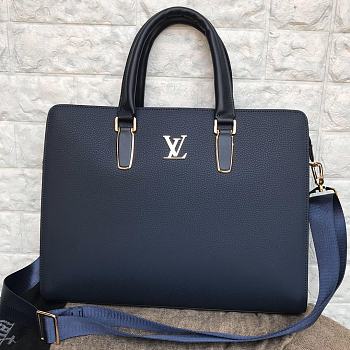 Louis Vuitton Black Gold Logo Office Bag - 39x30x8cm
