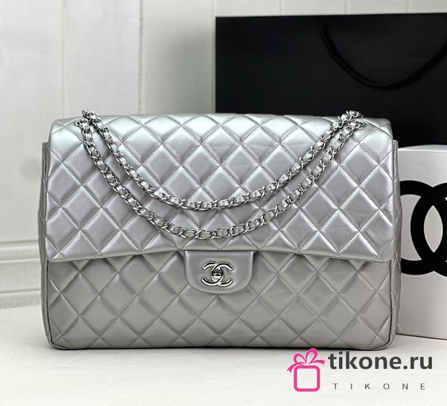 Chanel Large Flap Bag Silver Hardware - 38x27x12cm - 1