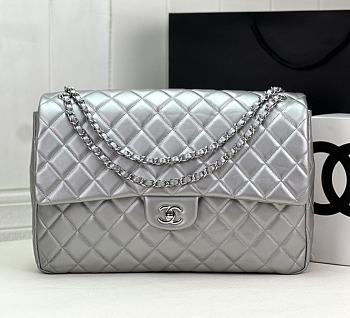 Chanel Large Flap Bag Silver Hardware - 38x27x12cm