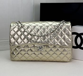 Chanel Large Gold Flap Bag Silver Hardware - 38x27x12cm