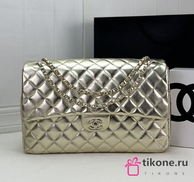 Chanel Large Gold Flap Bag Gold Hardware - 38x27x12cm - 1