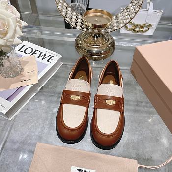 Miumiu Beige&Brow Oxford Shoes